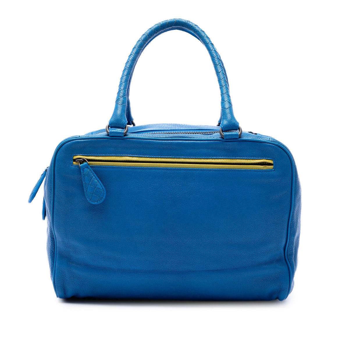 Bottega Veneta Intrecciato Trimmed Medium Goatskin Madras Heritage Brera Handbag