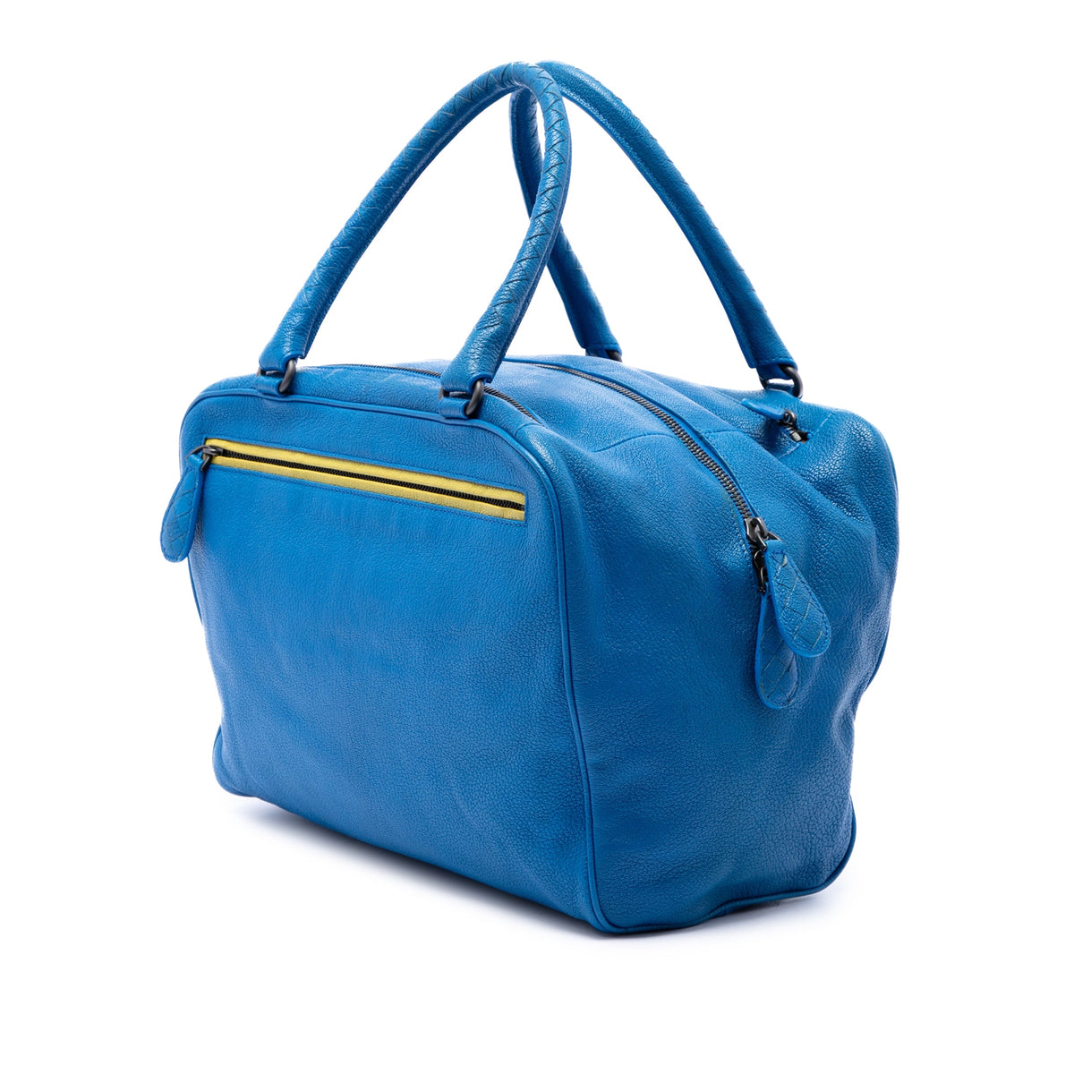 Bottega Veneta Intrecciato Trimmed Medium Goatskin Madras Heritage Brera Handbag