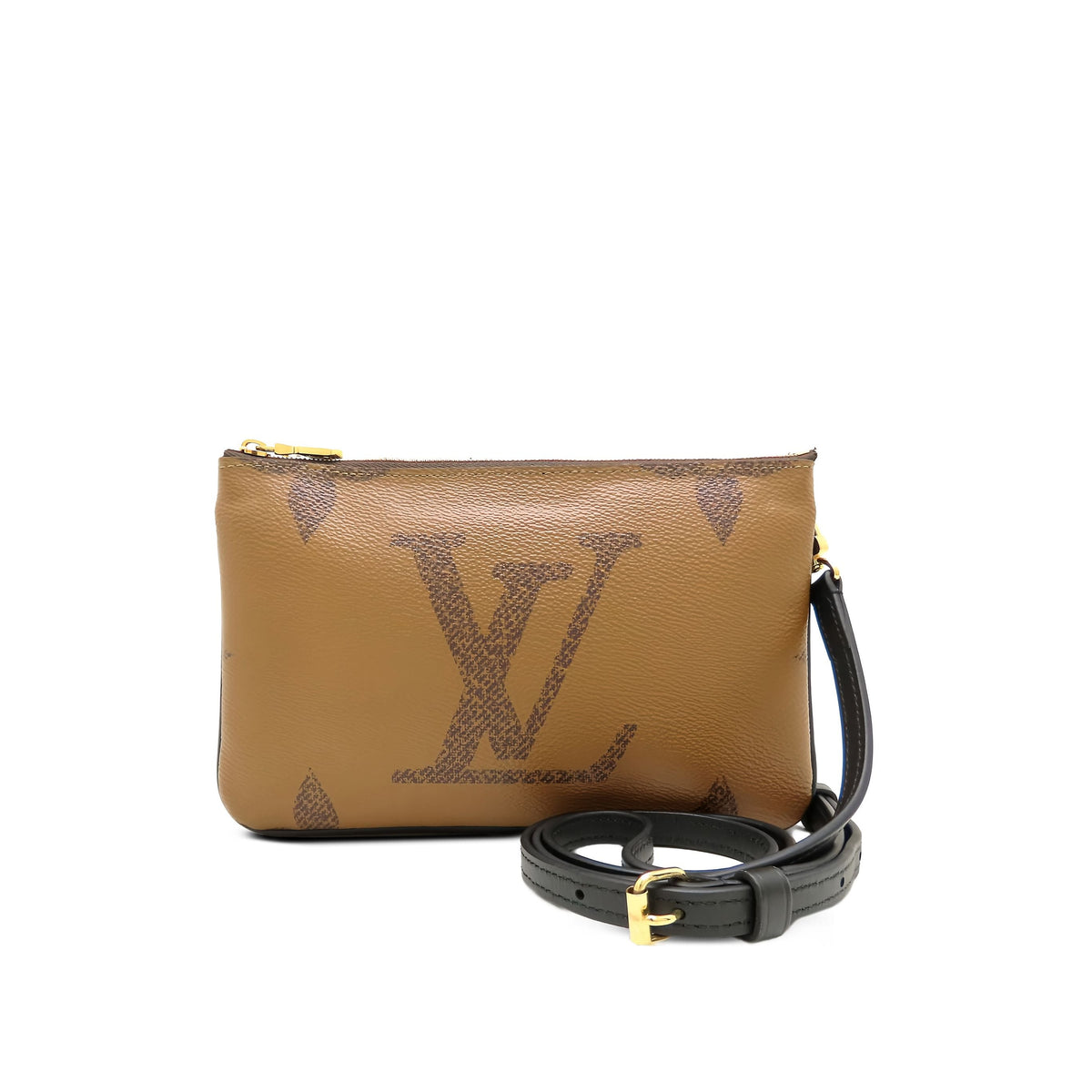 Louis Vuitton Monogram Giant Reverse Double Zip Pochette — Brown