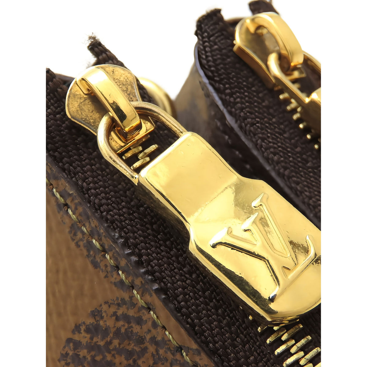 Louis Vuitton Monogram Giant Reverse Double Zip Pochette — Brown