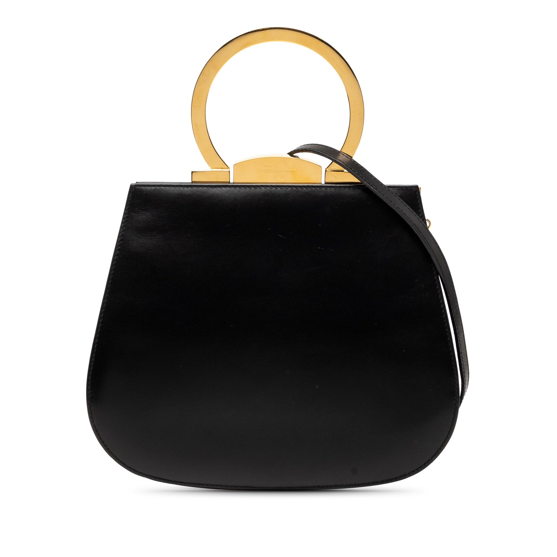Ferragamo Leather Gancini Top Handle Bag
