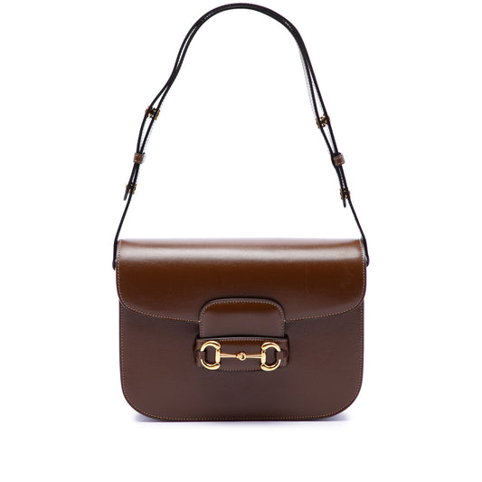 Gucci Medium Leather Horsebit 1955 Shoulder Bag — Brown