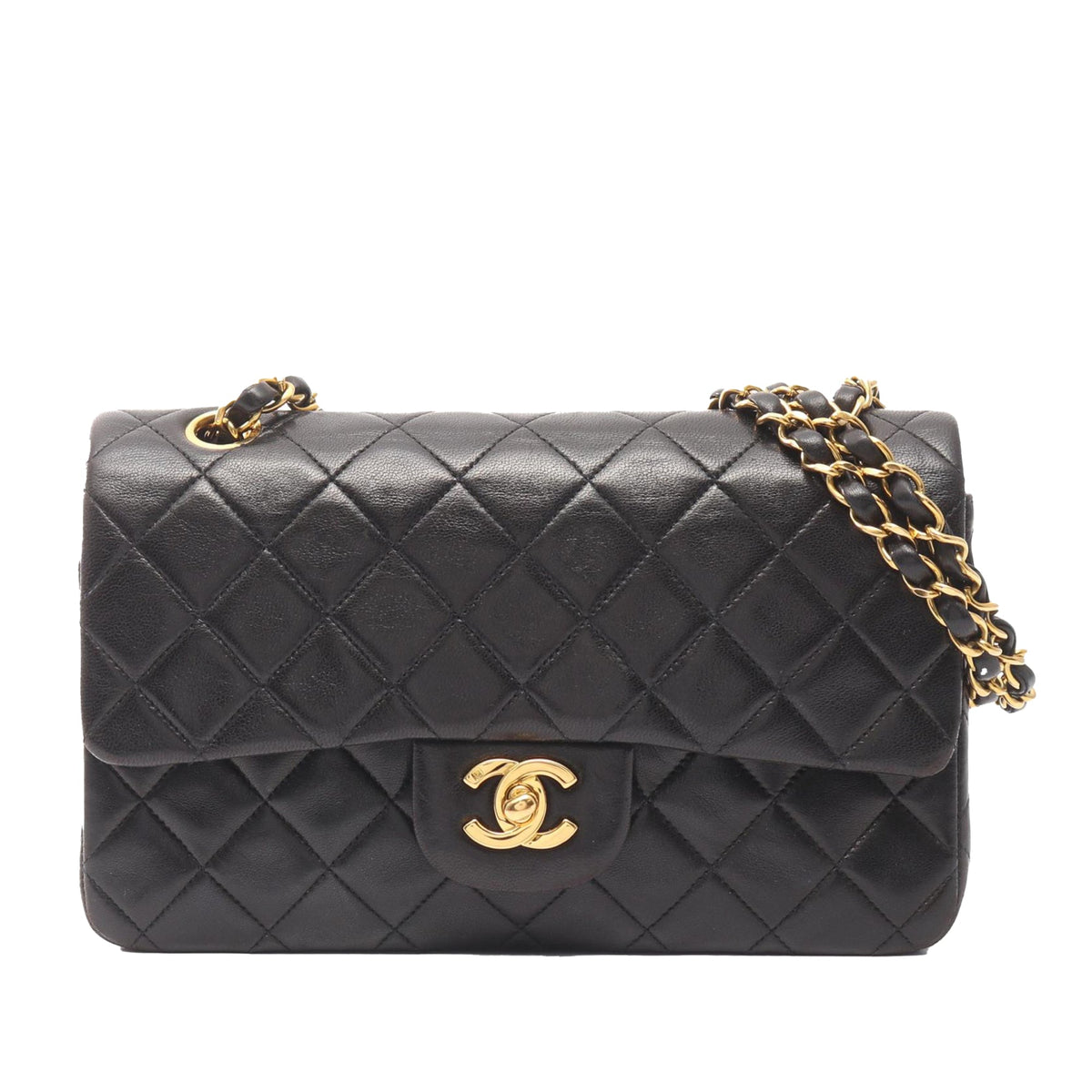 Chanel Small Classic Lambskin Double Flap — Black