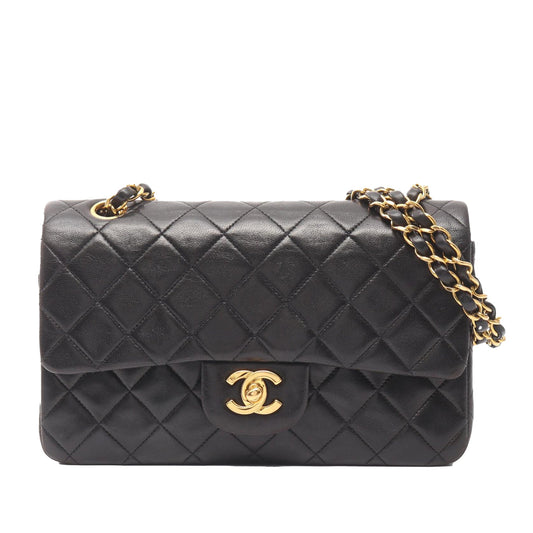 Chanel Small Classic Lambskin Double Flap — Black