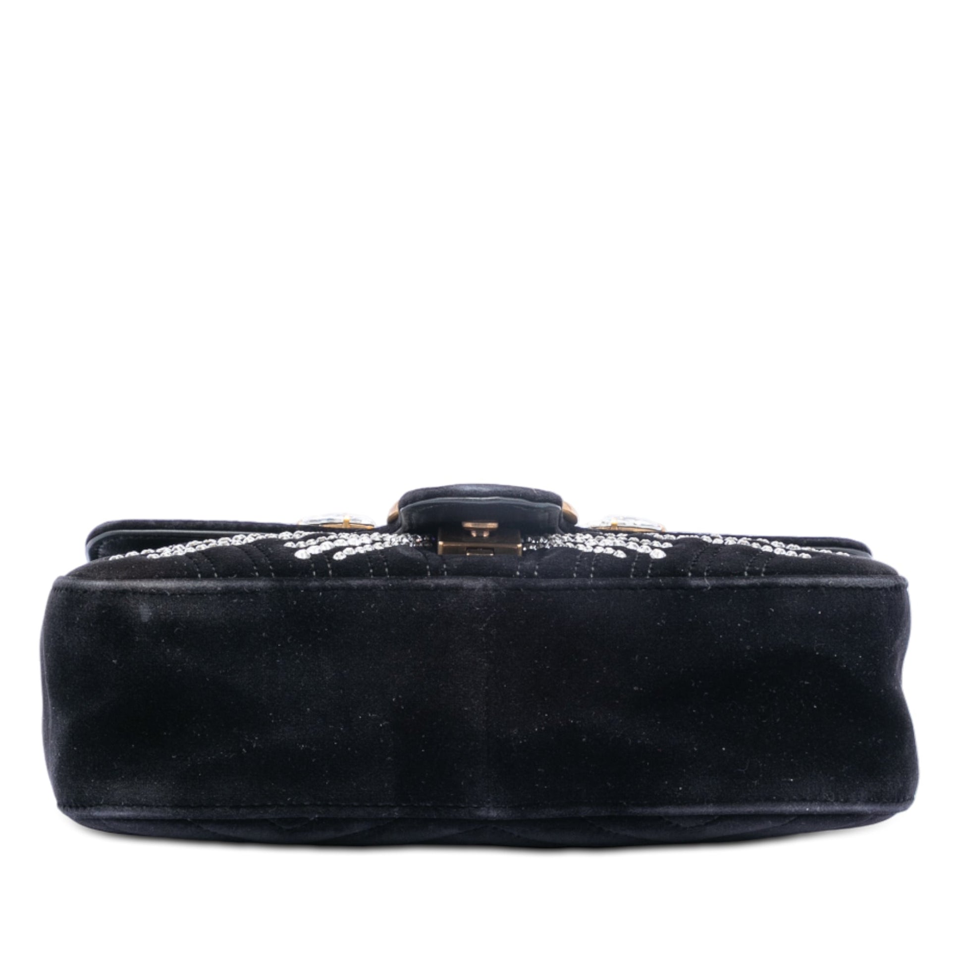 Gucci Medium GG Marmont Matelasse Velvet Crystal Embellished Shoulder Bag