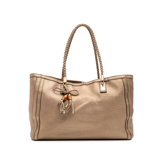 Gucci Metallic Grained Leather Bella Tote