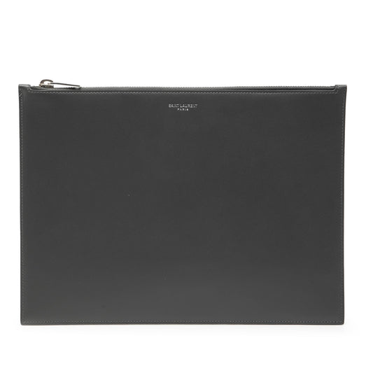 Saint Laurent Leather Zip Clutch