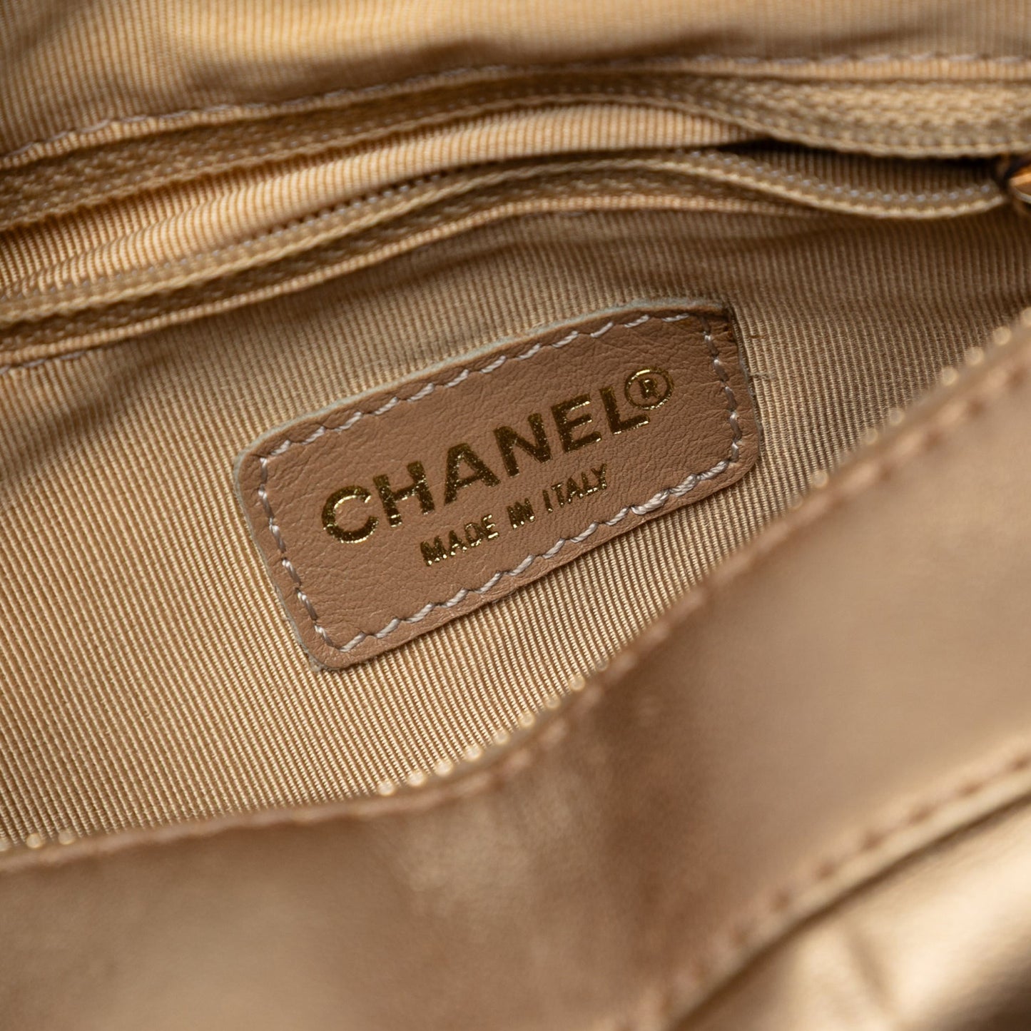 Chanel CC Chocolate Bar Metallic Lambskin Shoulder Bag