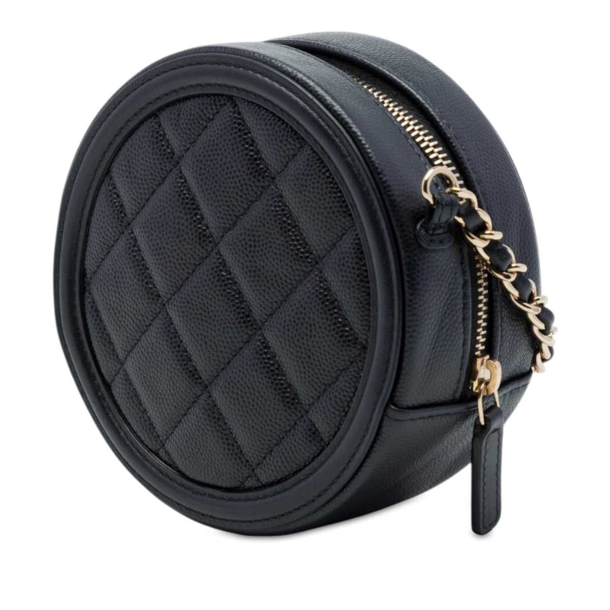 Chanel Caviar CC Filigree Round Clutch with Chain