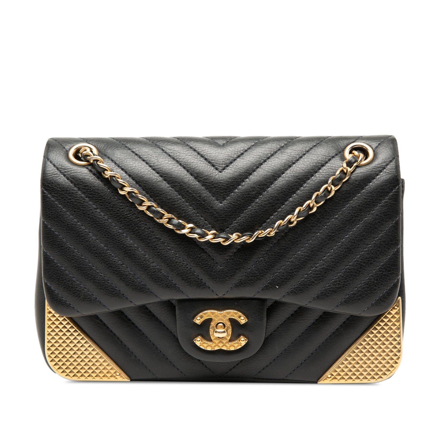 Chanel Mini Chevron Calfskin Rock The Corner Flap