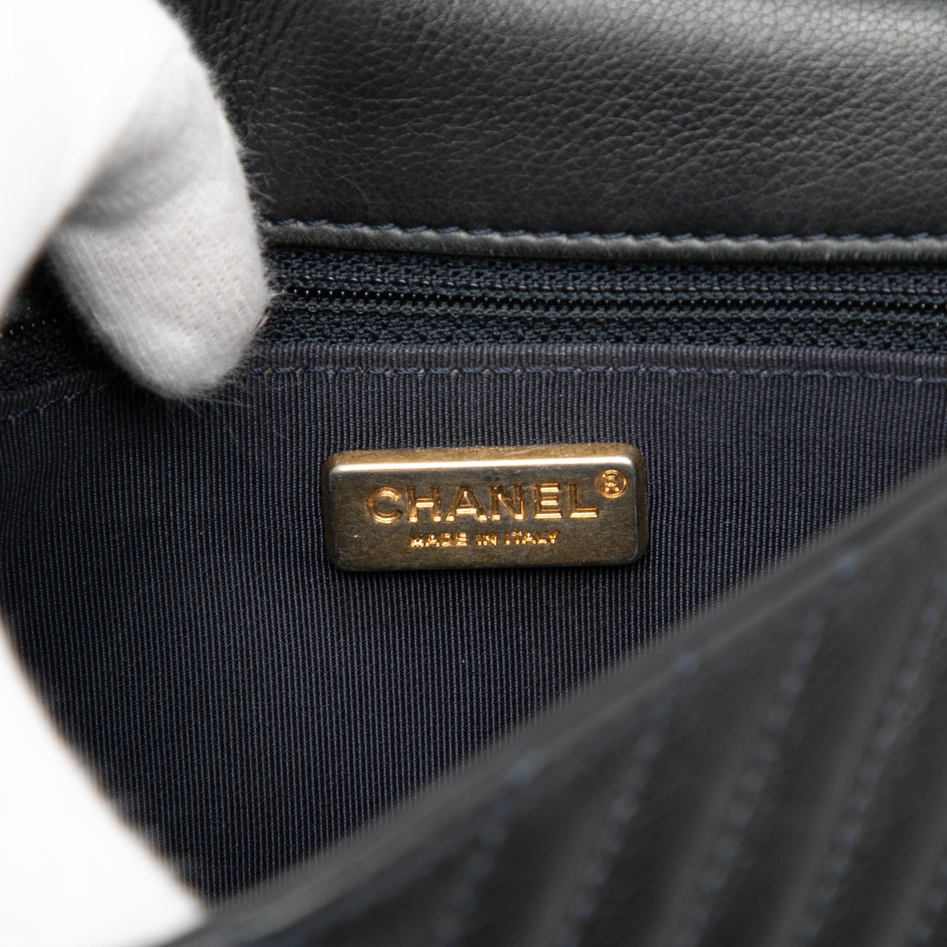 Chanel Mini Chevron Calfskin Rock The Corner Flap