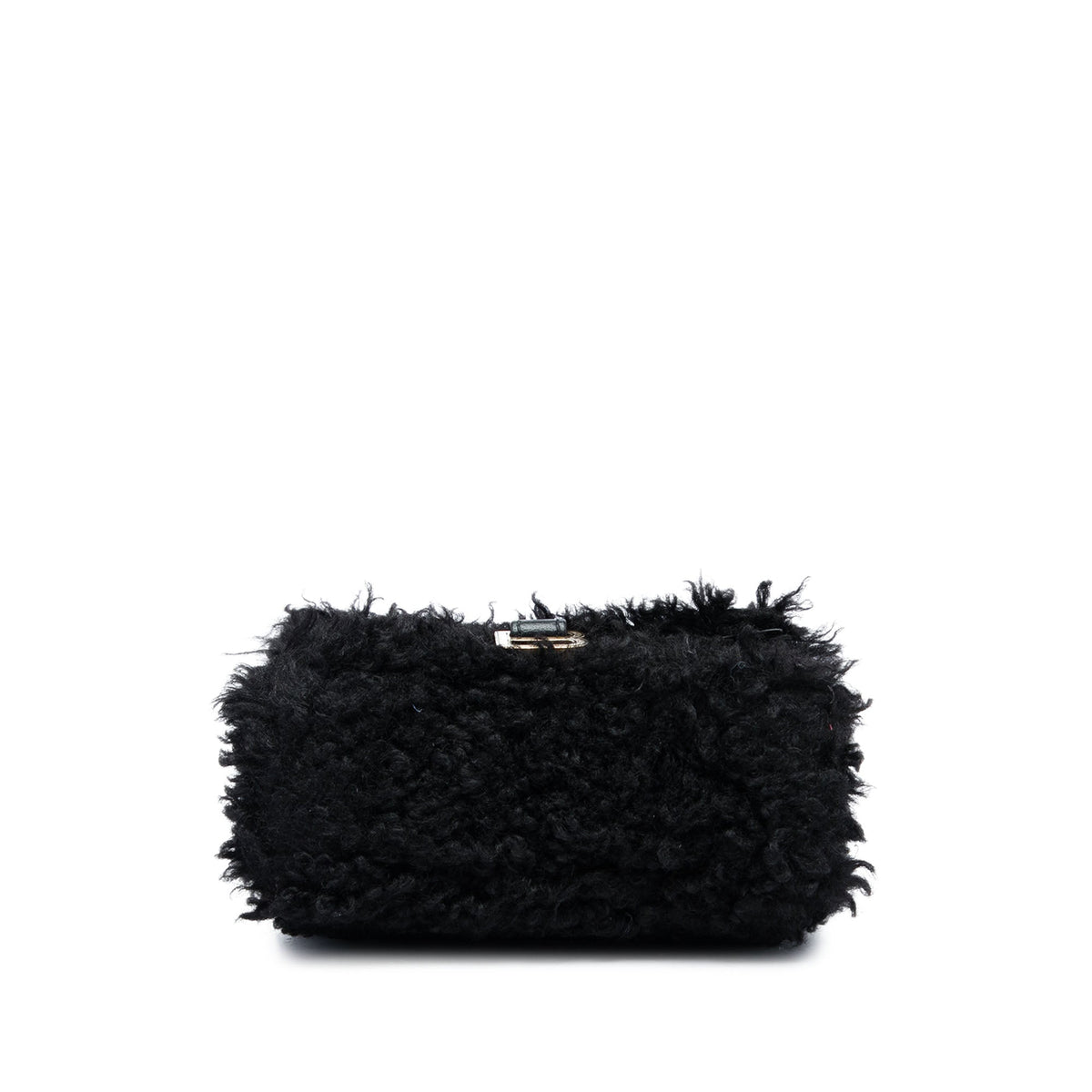 Balenciaga Mini Shearling Hourglass Top Handle Bag — Black