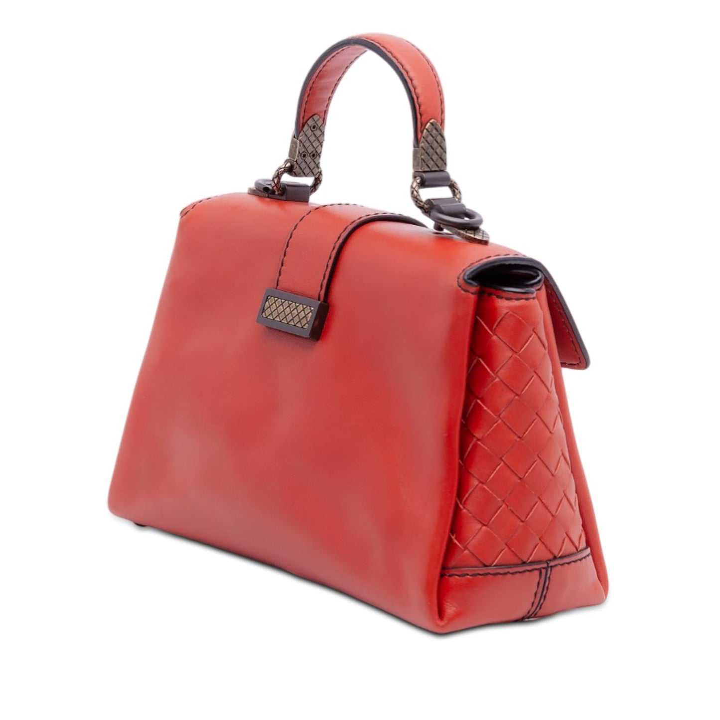 Bottega Veneta Mini Intrecciato Trimmed Nappa Piazza Top Handle Satchel