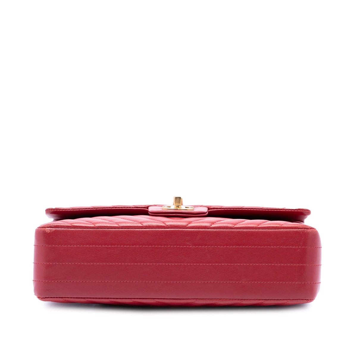Chanel Medium Classic Chevron Lambskin Double Flap — Red