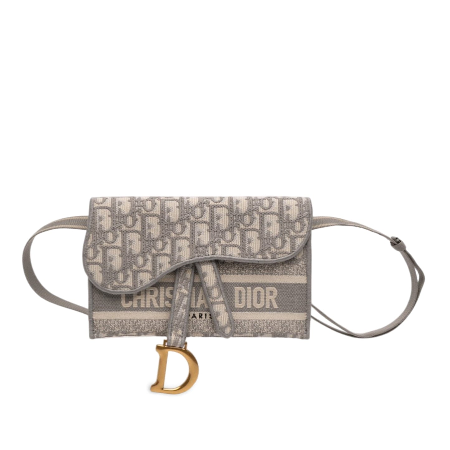 Oblique Canvas Embroidered Saddle Belt Bag