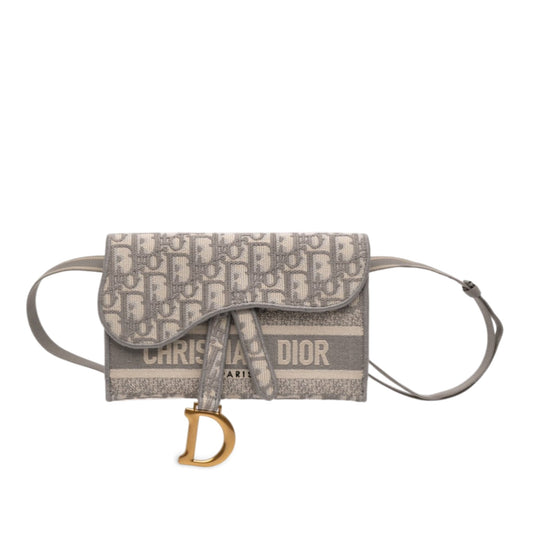 Oblique Canvas Embroidered Saddle Belt Bag