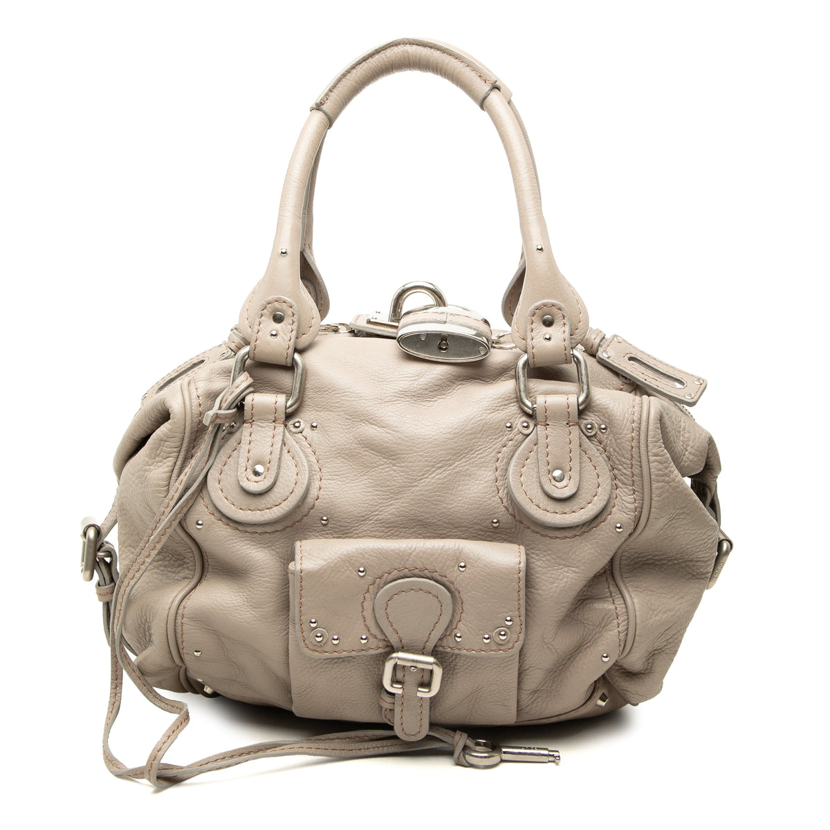 Chloé Leather Paddington Handbag — Gray