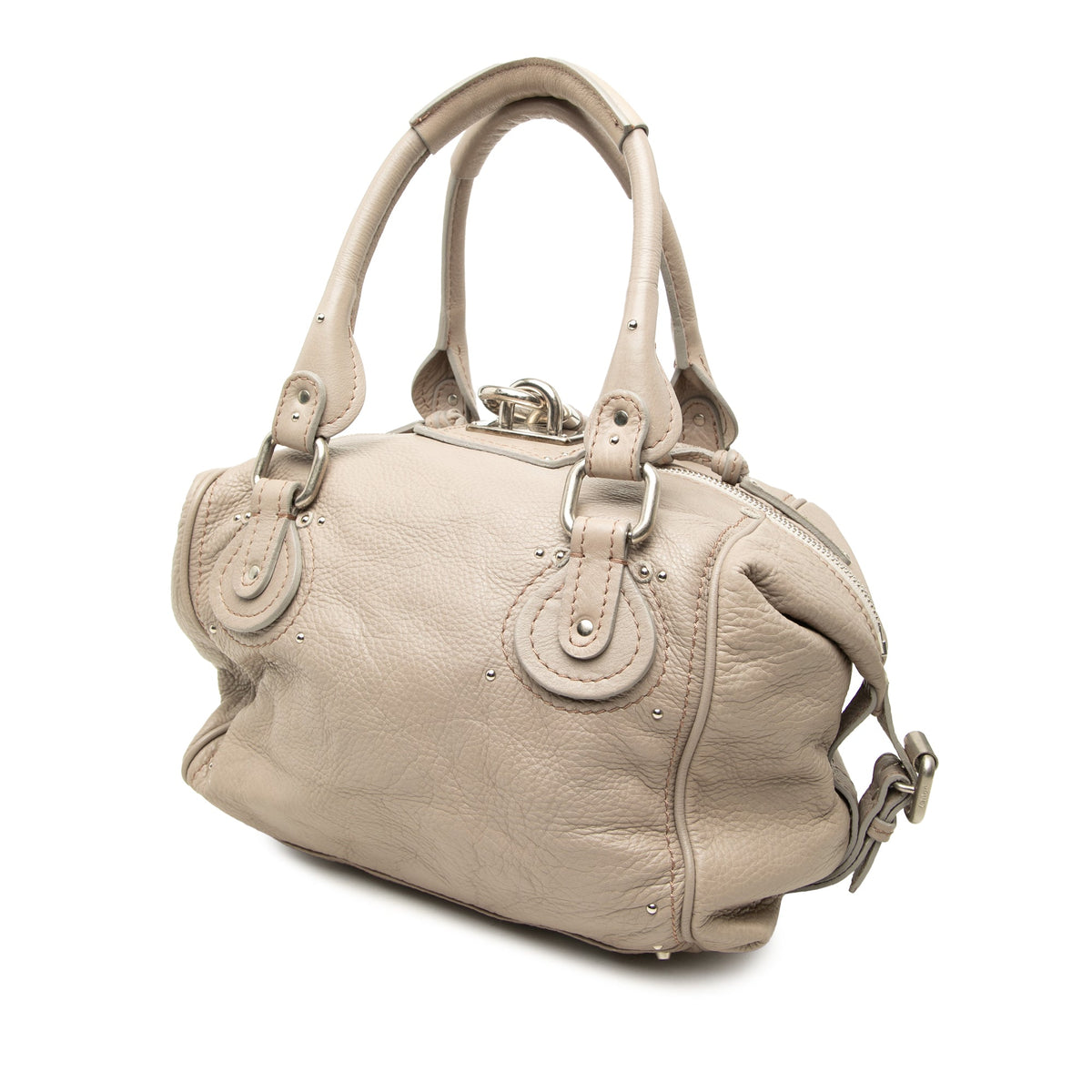 Chloé Leather Paddington Handbag — Gray