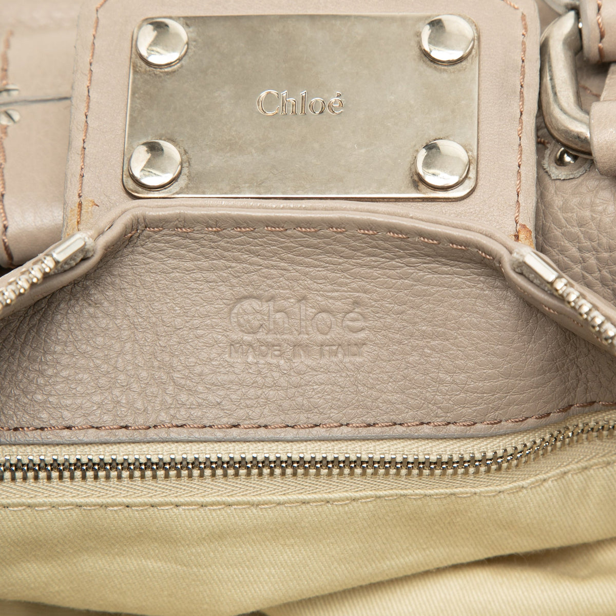 Chloé Leather Paddington Handbag — Gray