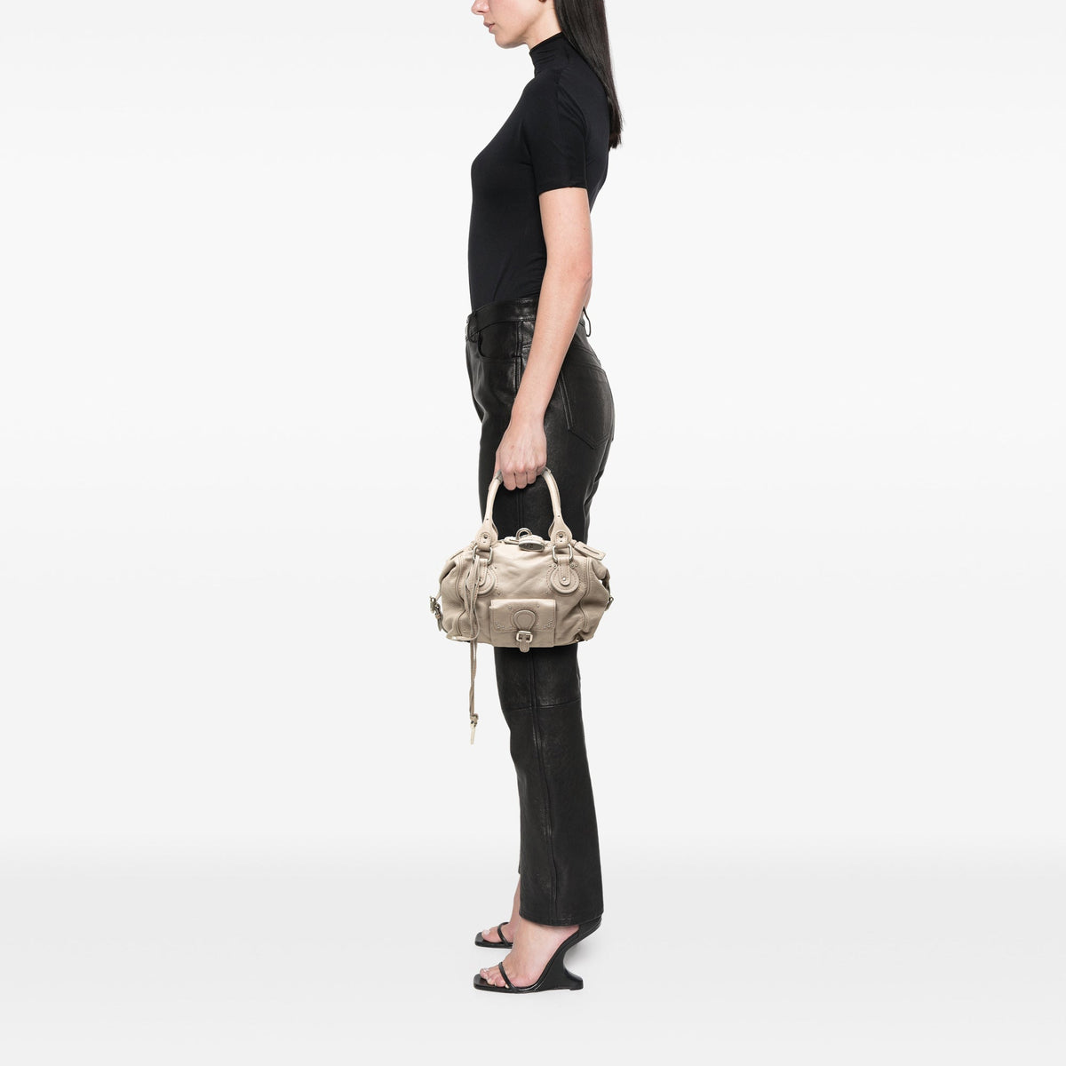 Chloé Leather Paddington Handbag — Gray