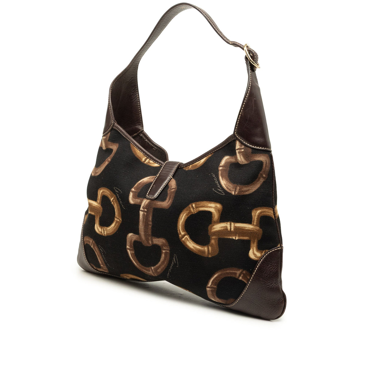 Gucci Horsebit Canvas Jackie O Bouvier Hobo — Black