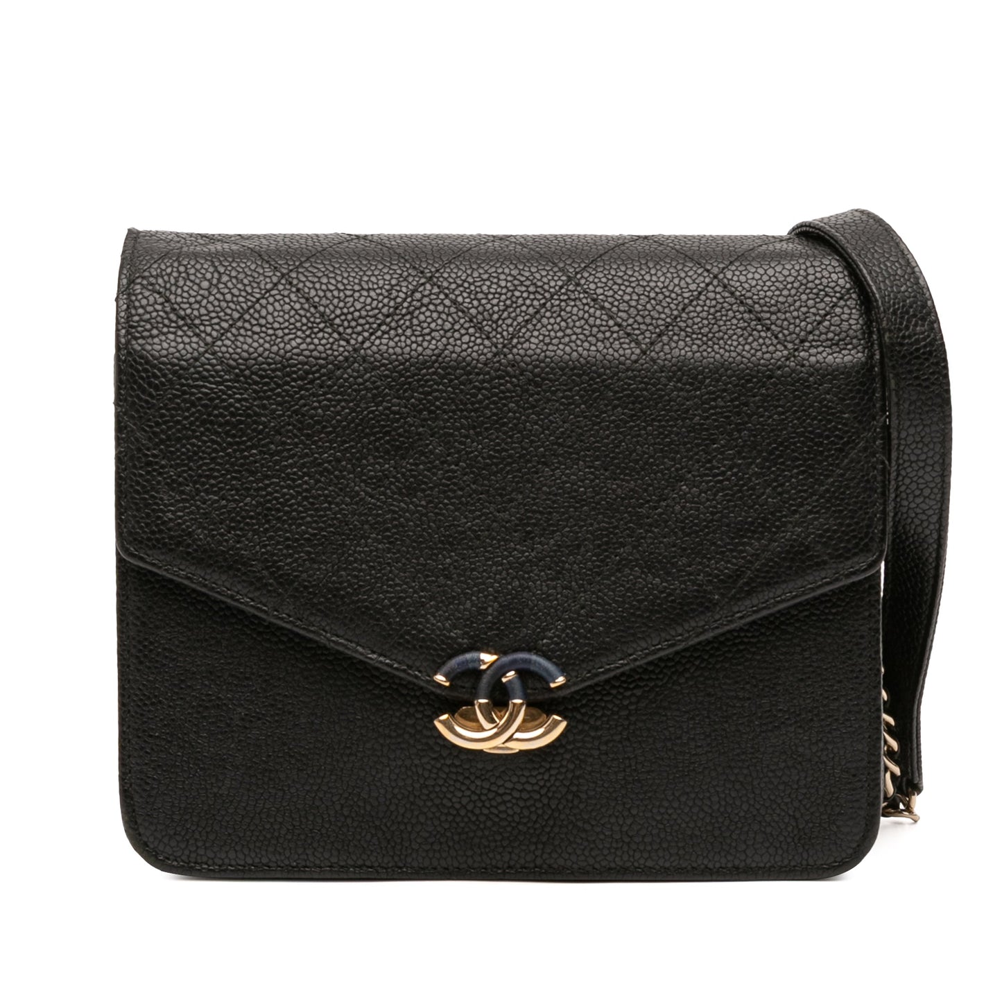 Chanel Paris Cuba Square Quilted Caviar Thread Around Wallet On Chain