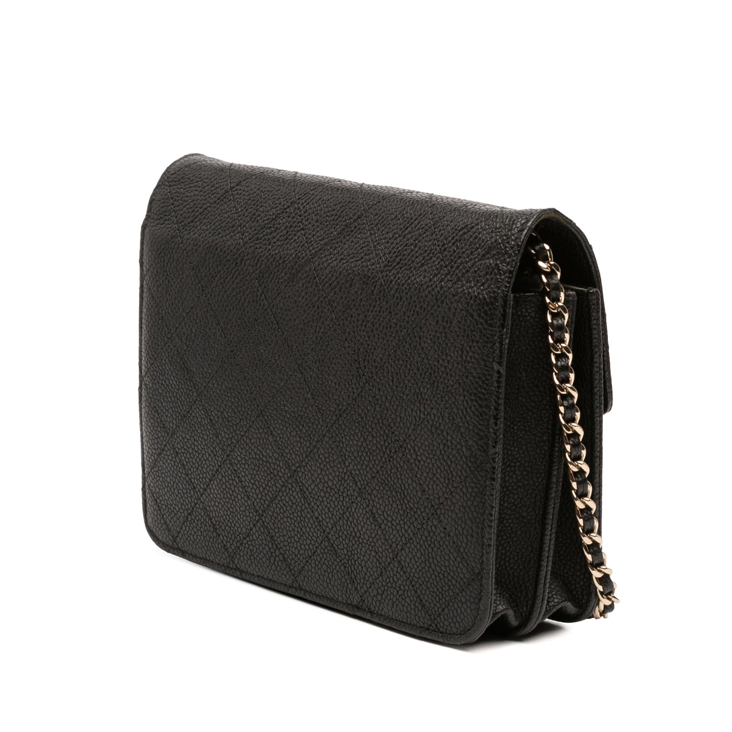 Chanel Paris Cuba Square Quilted Caviar Thread Around Wallet On Chain