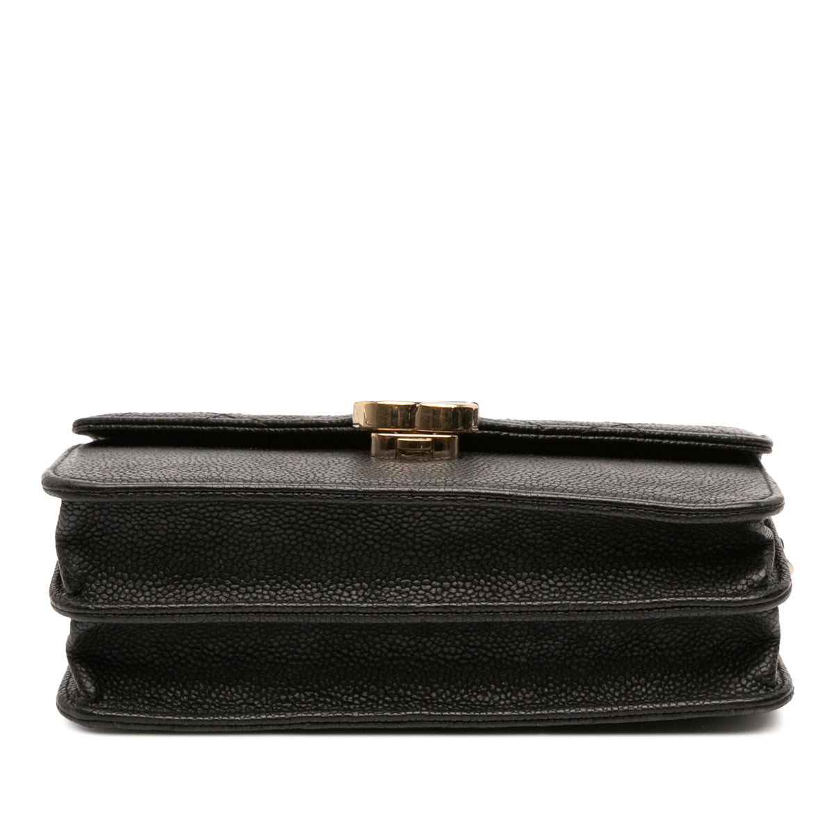 Chanel Paris Cuba Square Quilted Caviar Thread Around Wallet On Chain — Black