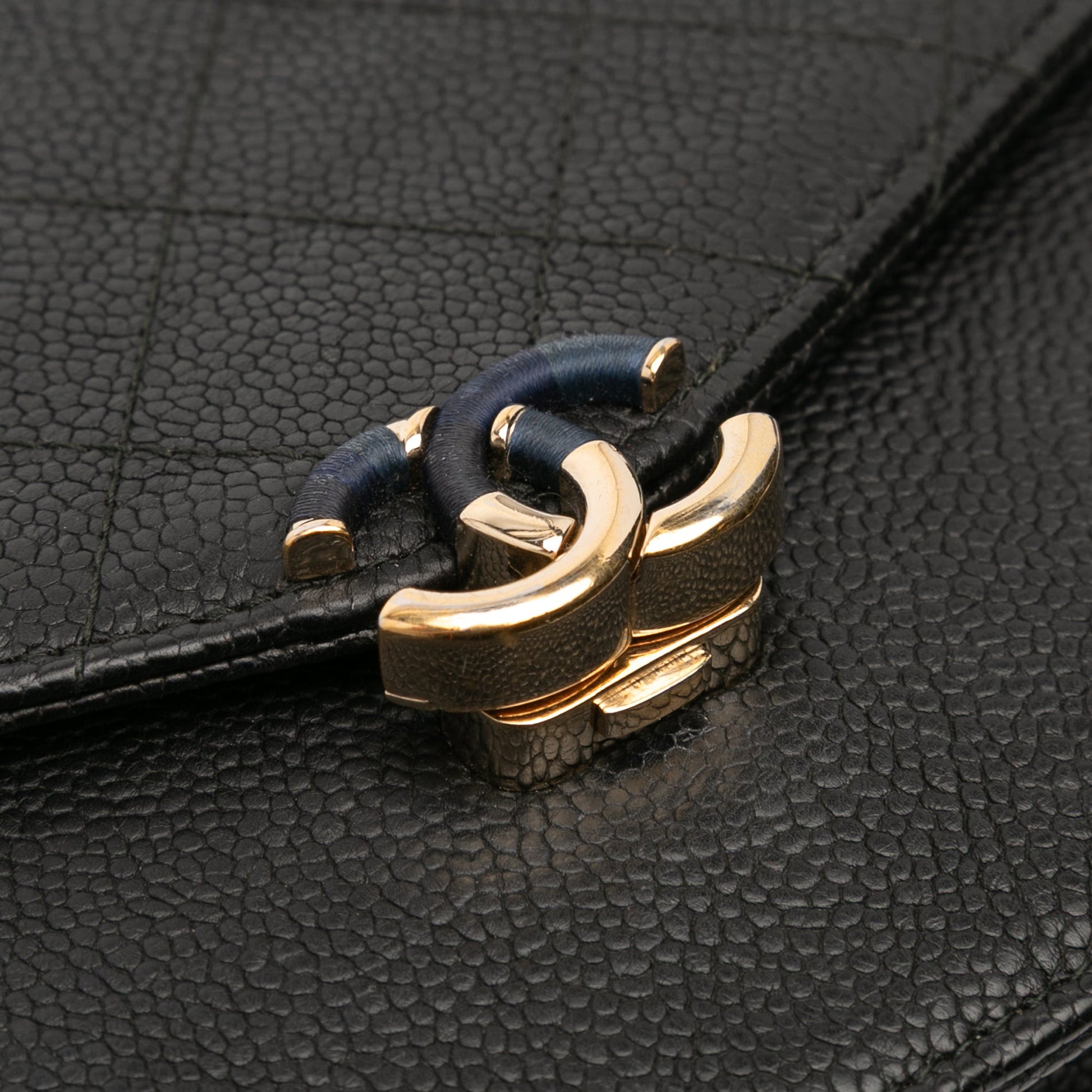 Chanel Paris Cuba Square Quilted Caviar Thread Around Wallet On Chain