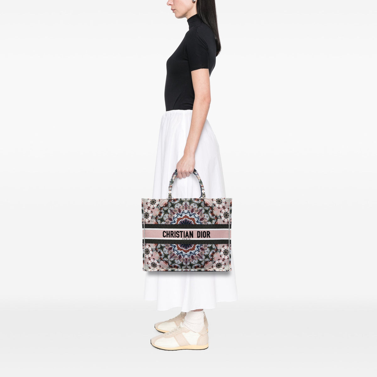 Dior Large Embroidered Canvas KaleiDiorscopic Book Tote — Pink