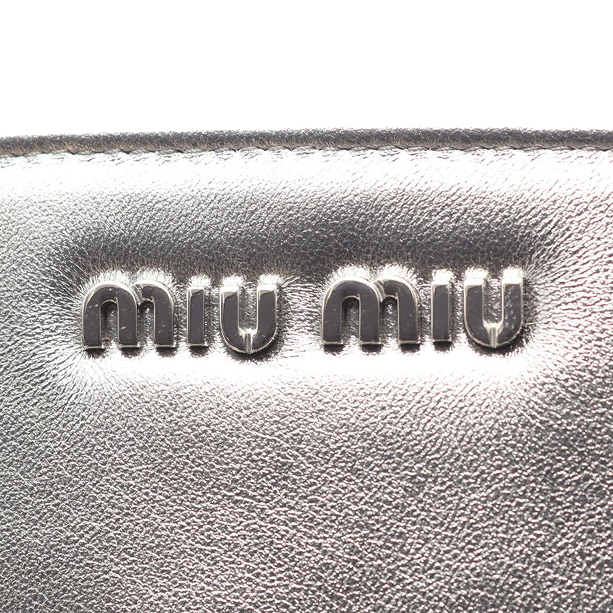 Miu Miu Nappa Biker Twin Pocket Satchel — Silver