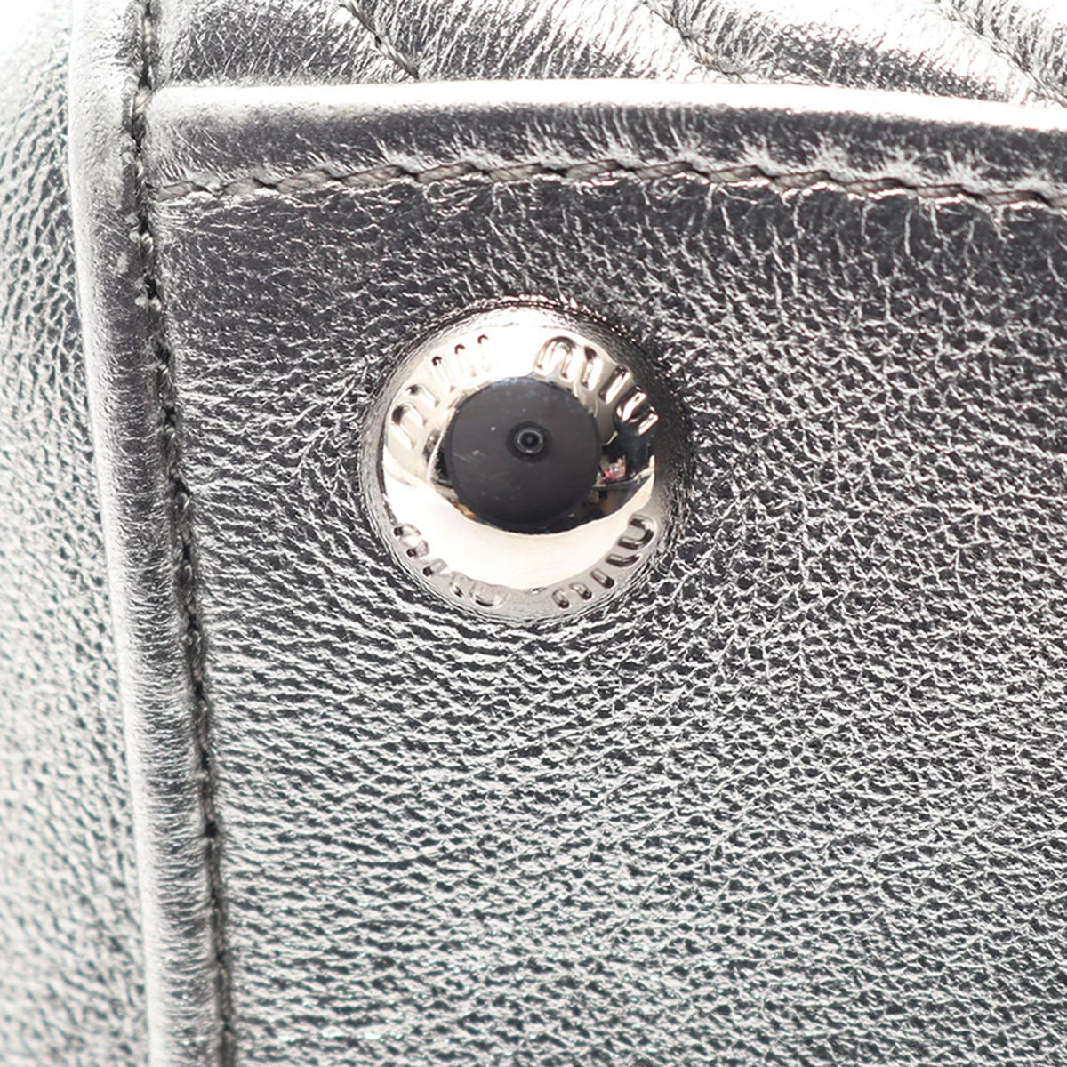 Miu Miu Nappa Biker Twin Pocket Satchel — Silver