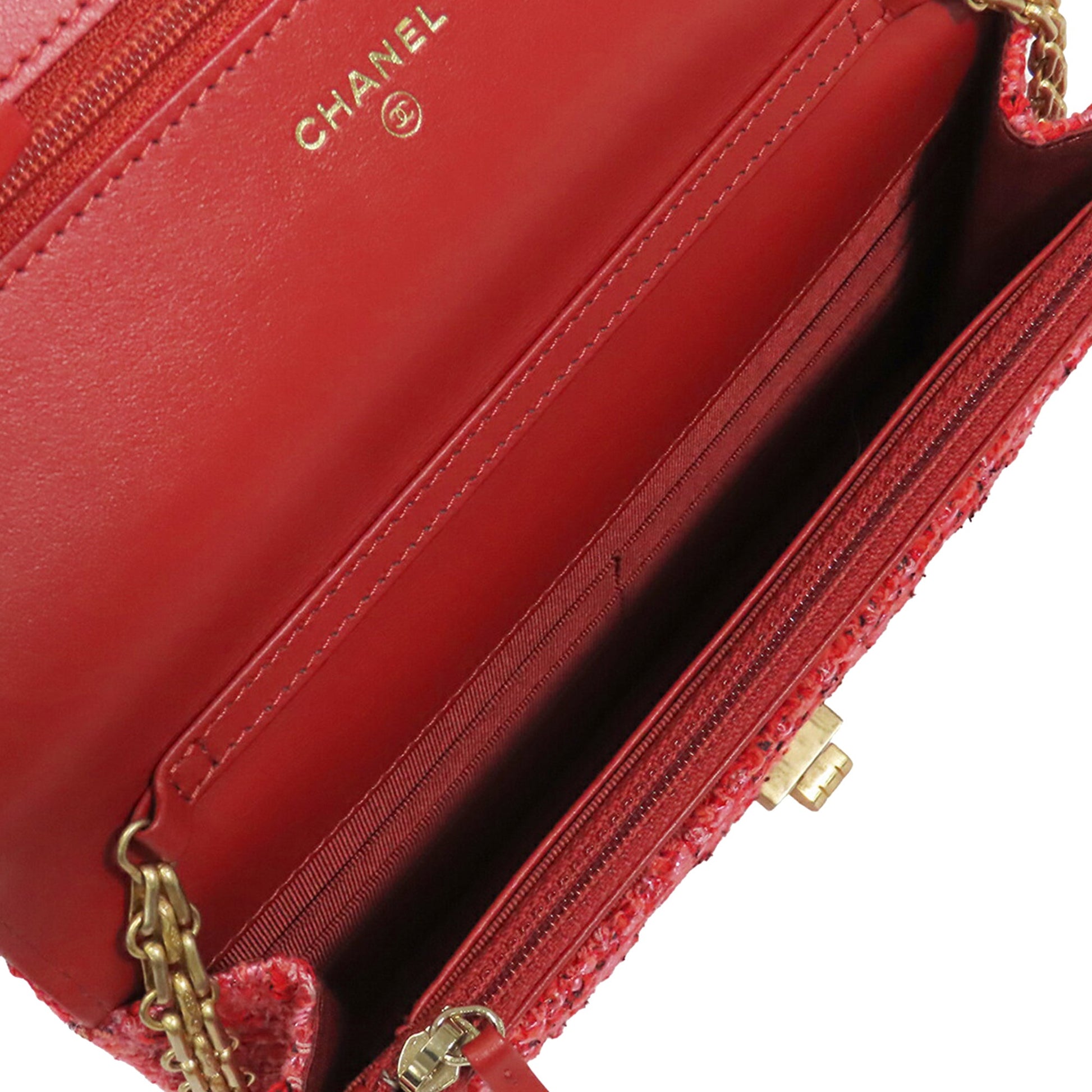 Chanel Quilted Tweed Reissue 2.55 Wallet On Chain
