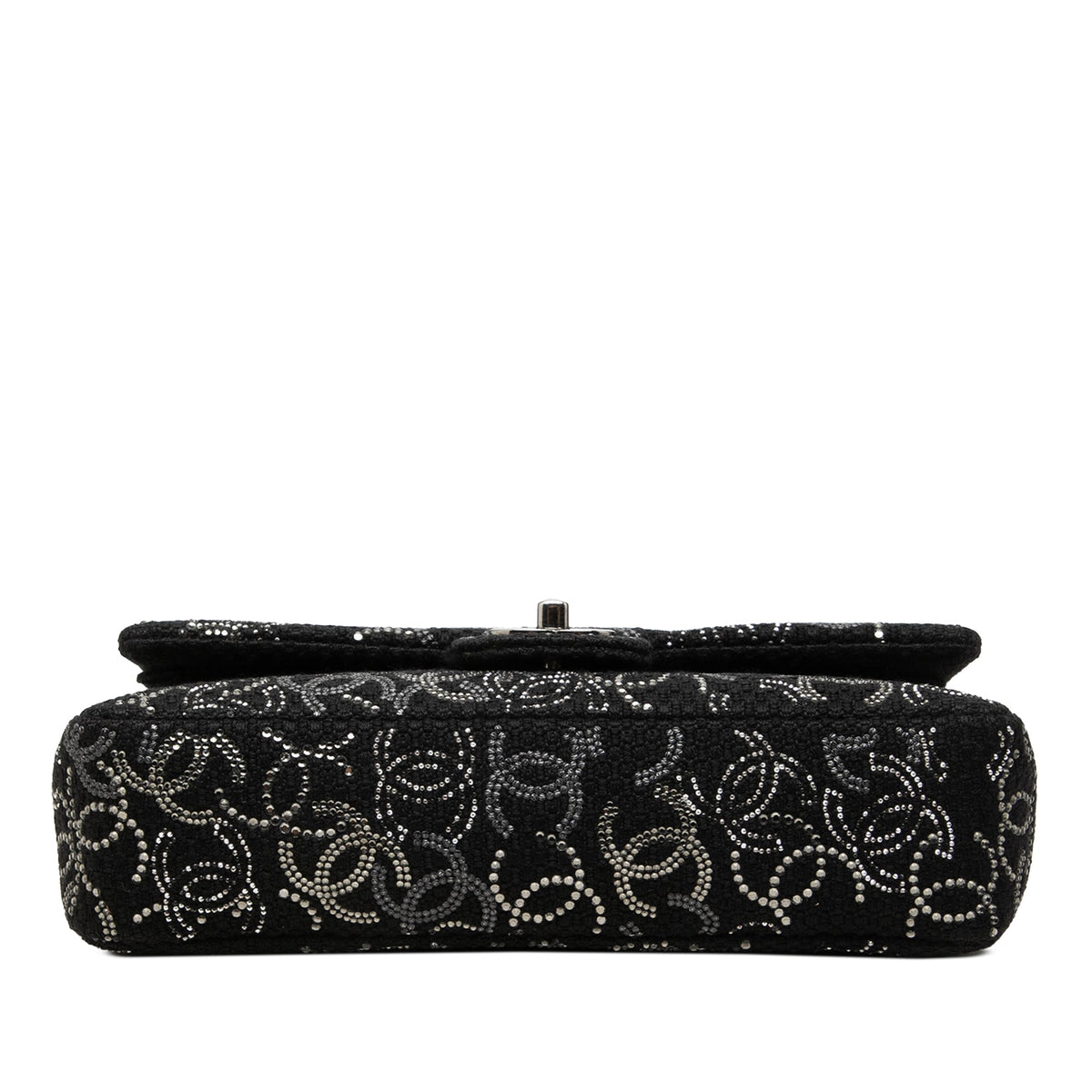 Chanel Paris Shanghai Medium Tweed Strass Embellished Pudong Double Flap — Black