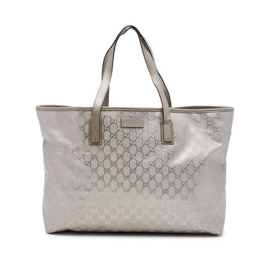 Gucci Large GG Imprime Tote — Silver