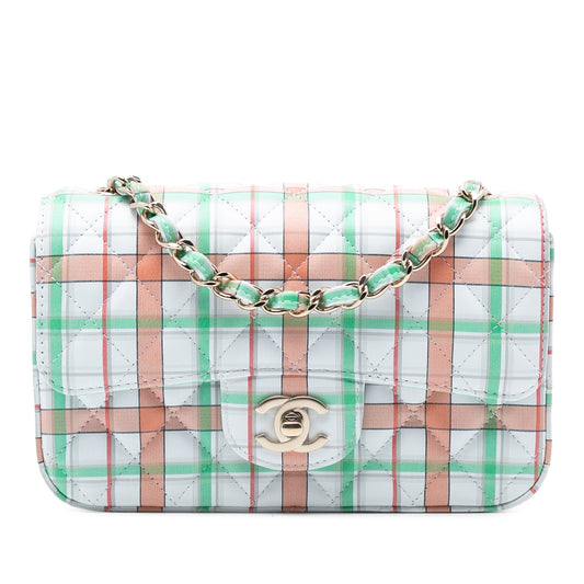 Chanel Mini Rectangular Classic Plaid Printed Calfskin Single Flap