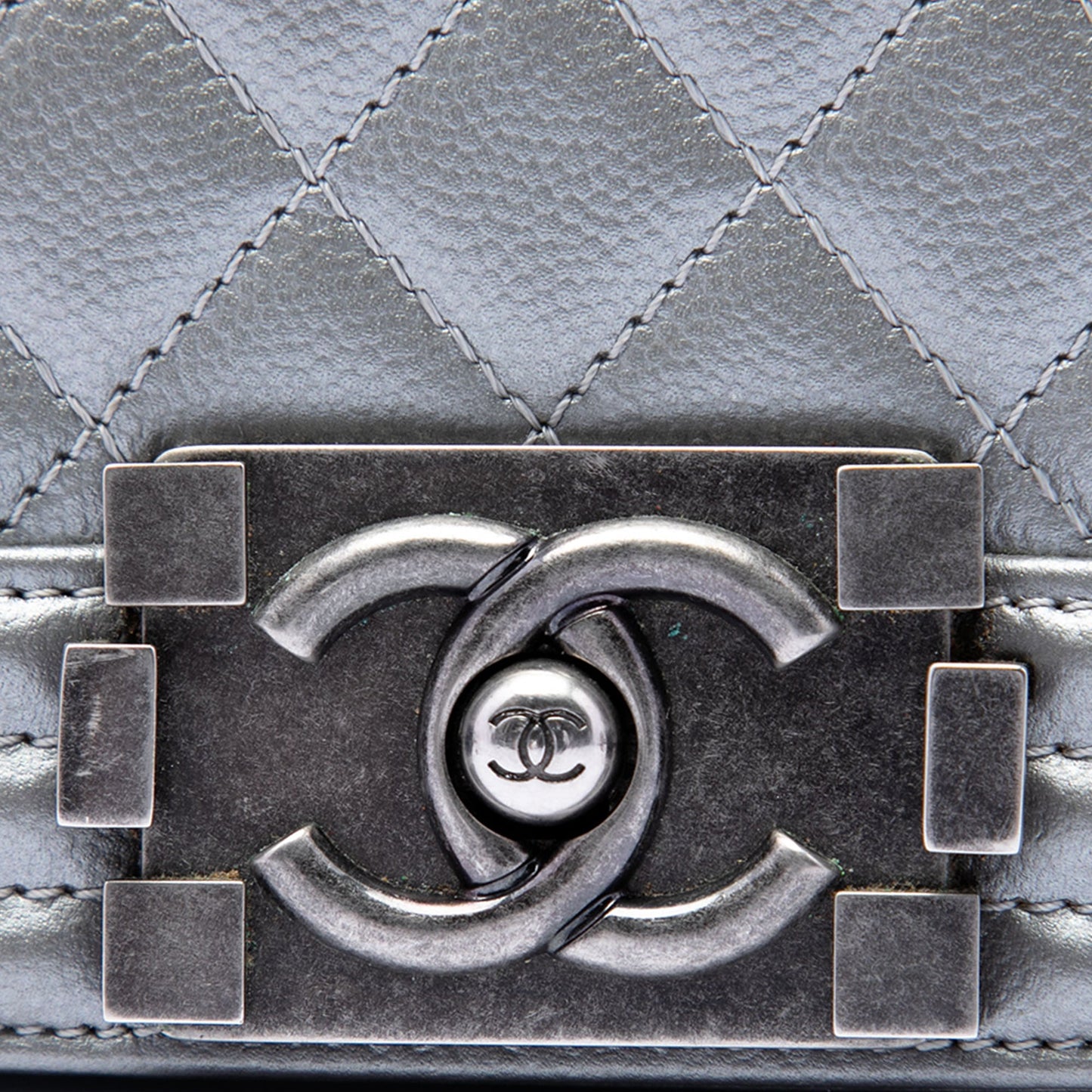 Chanel Old Medium Quilted Metallic Caviar Boy Flap