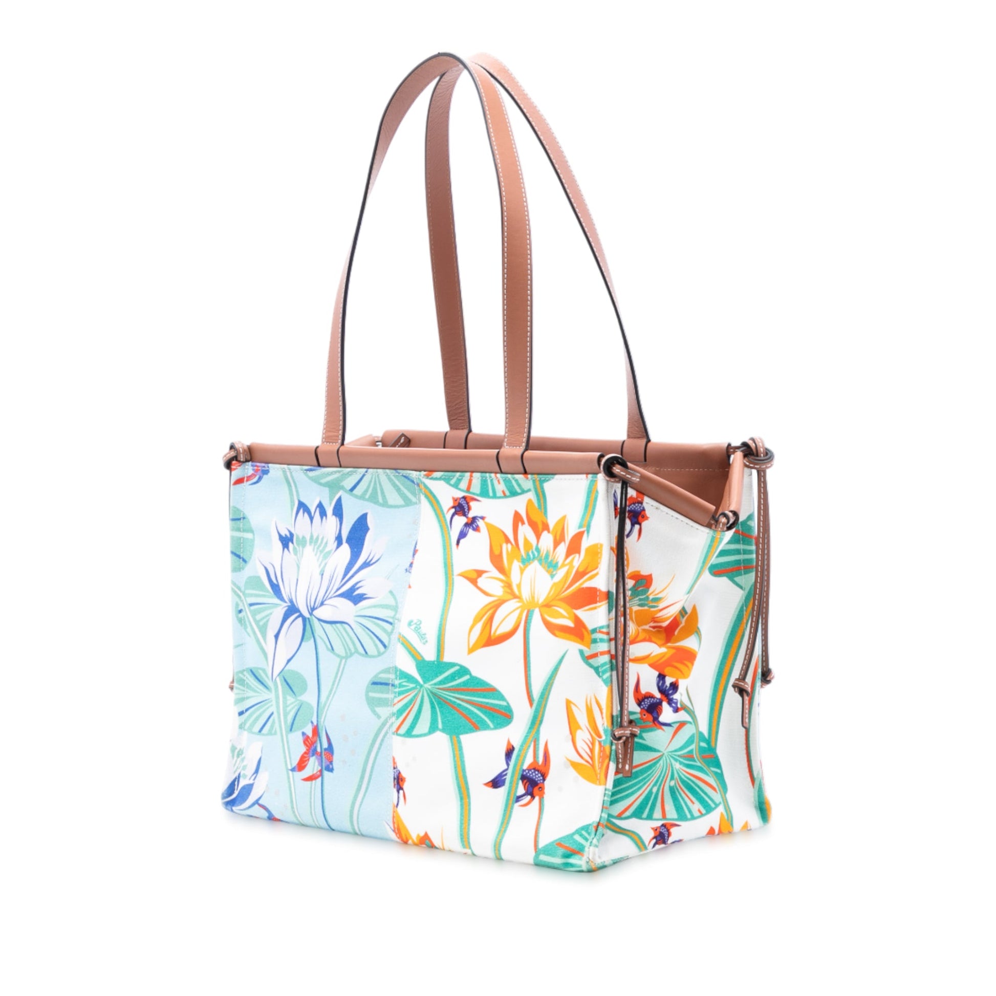 LOEWE Paulas Ibiza Small Canvas Waterlily Print Cushion Tote