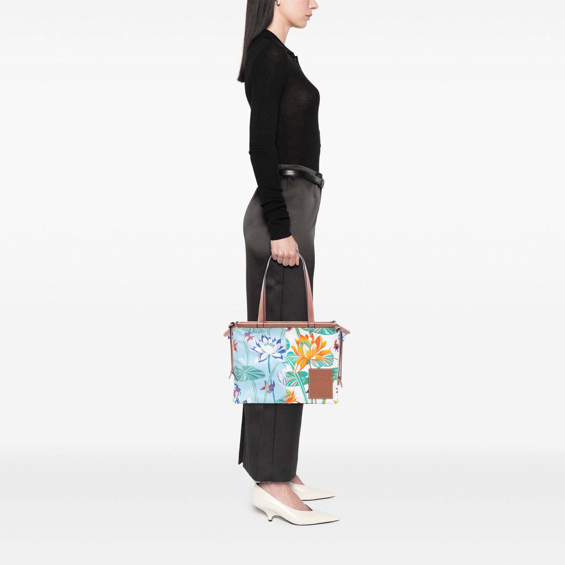 LOEWE Paulas Ibiza Small Canvas Waterlily Print Cushion Tote