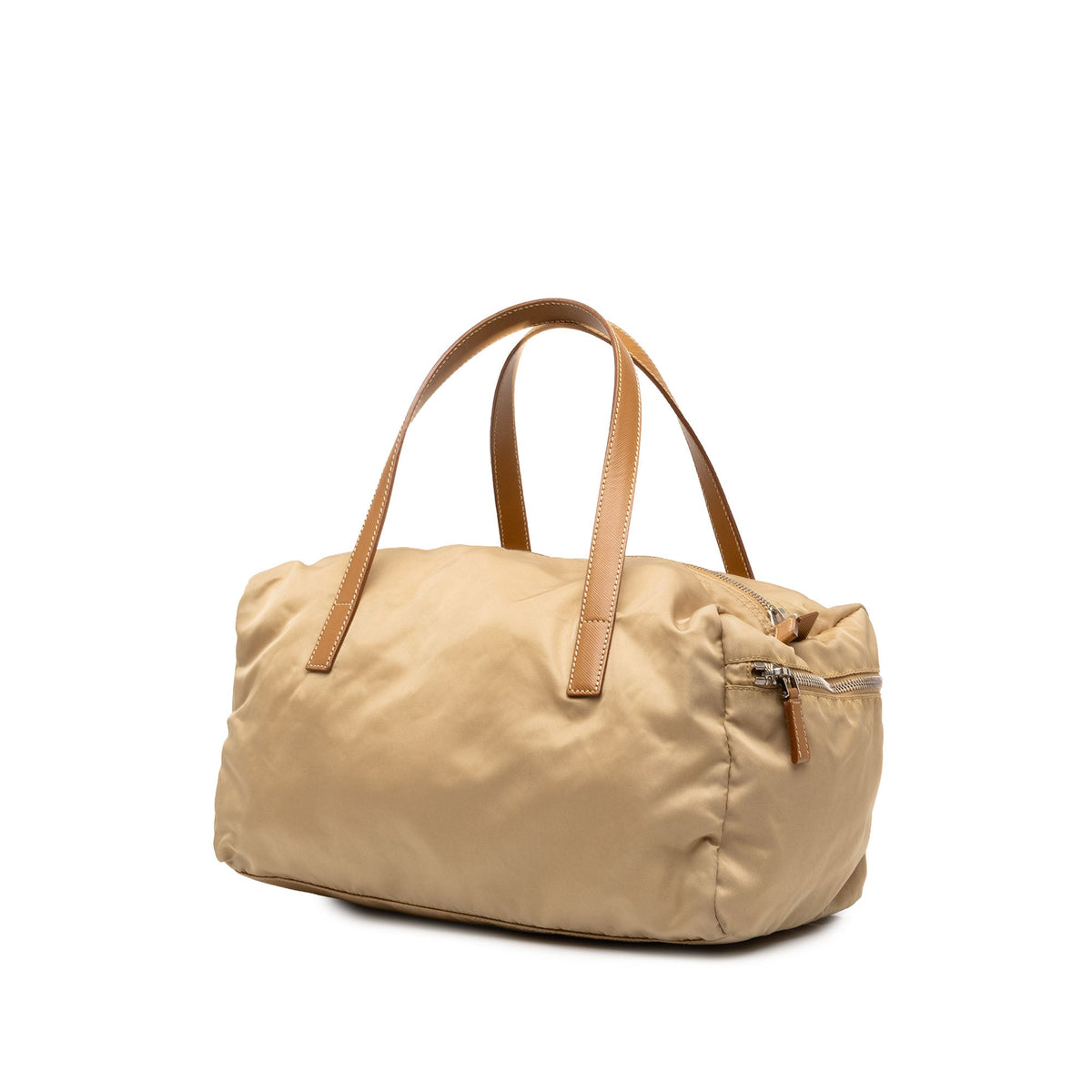 Prada Saffiano Trimmed Tessuto Boston Bag