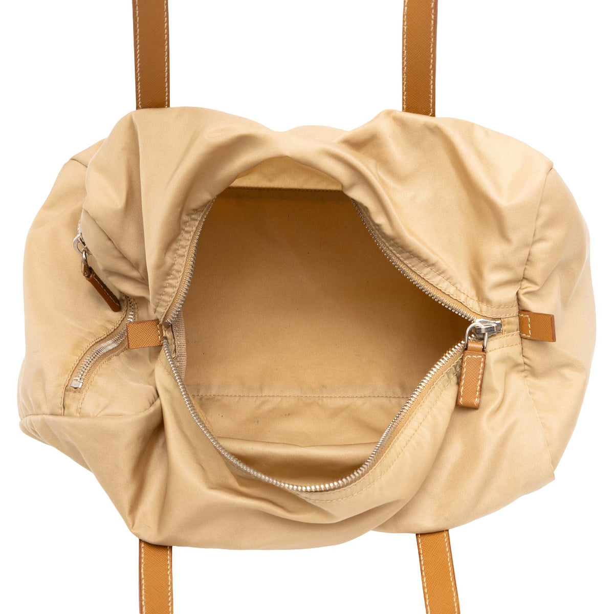 Prada Saffiano Trimmed Tessuto Boston Bag