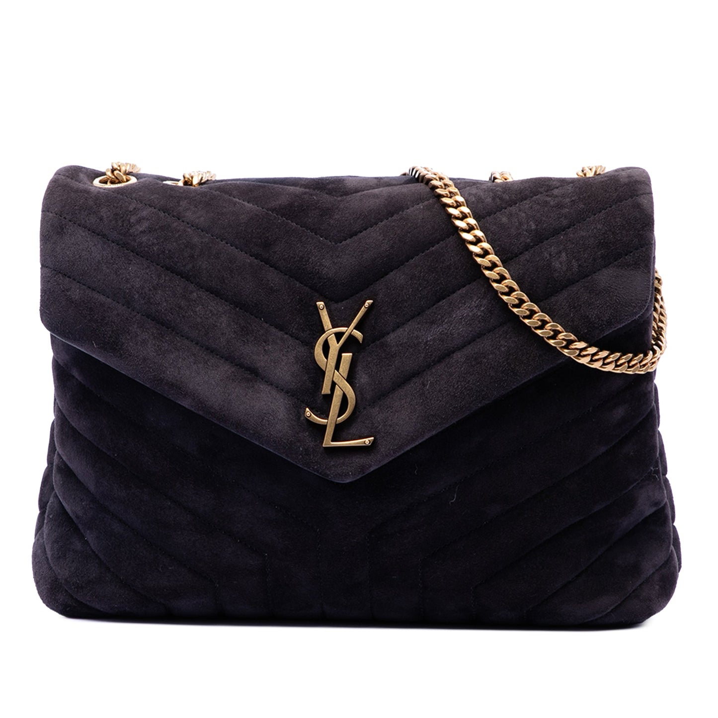 Saint Laurent Medium Matelasse Suede Monogram LouLou Shoulder Bag