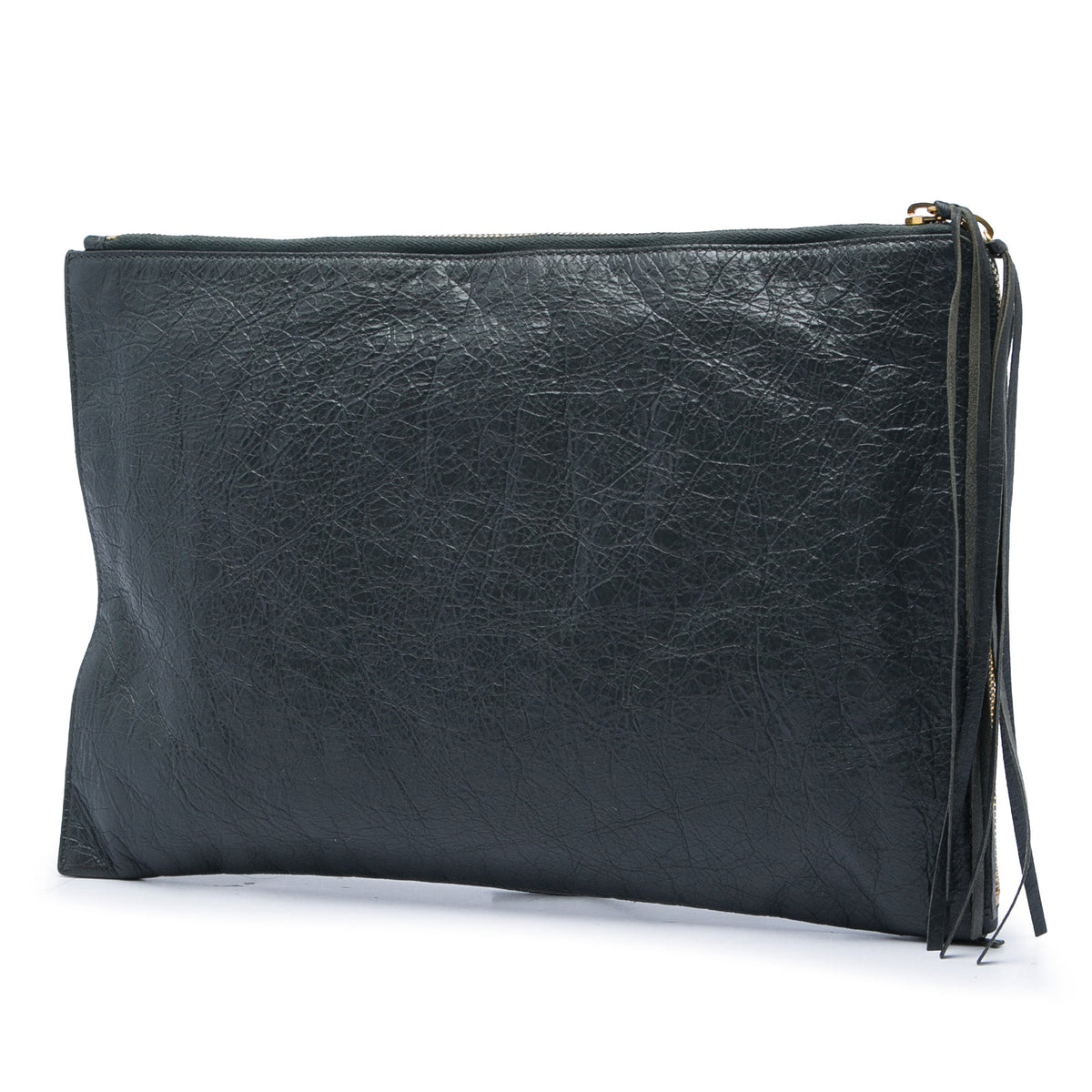 Balenciaga Lambskin Motocross Classic Zip Around Flat Clutch