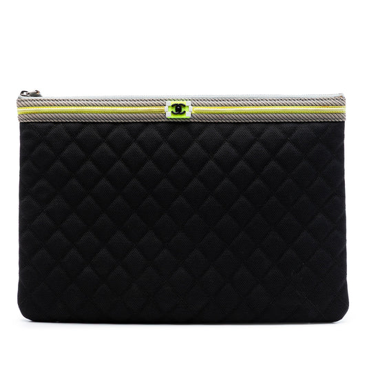 Chanel Large Quilted Nylon Fluo Boy O Case Clutch