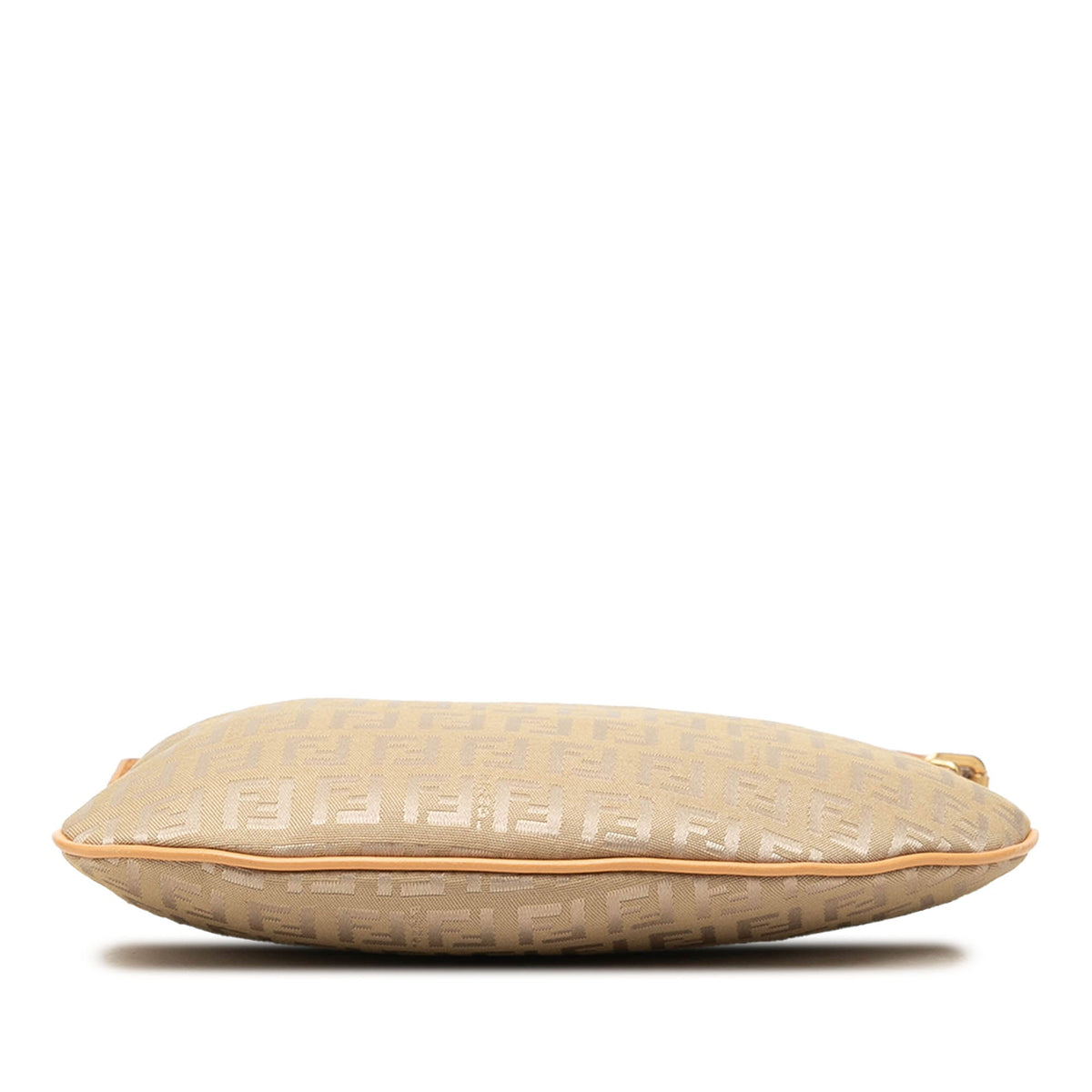 Fendi Zucchino Canvas Oyster Shoulder Bag — Beige