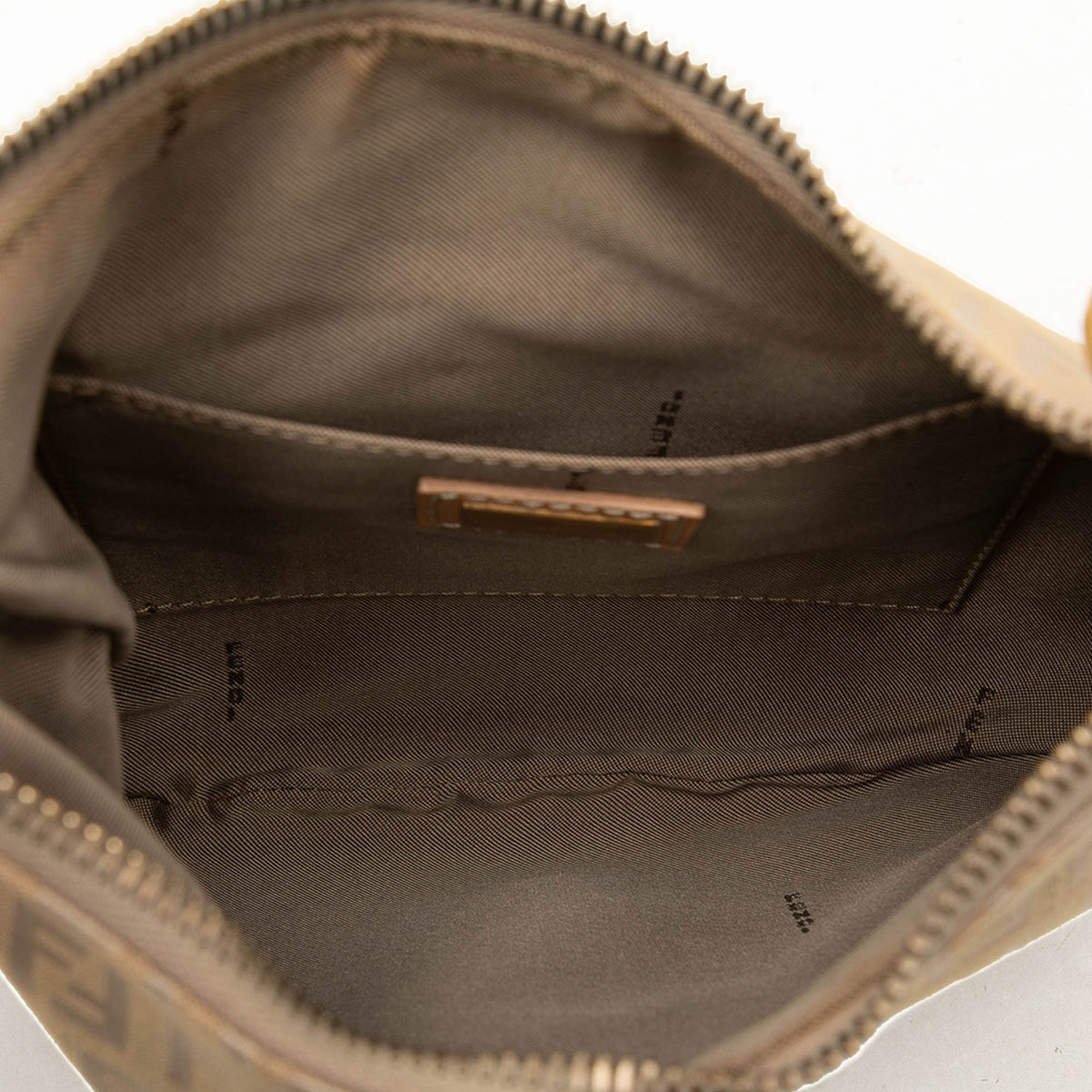 Fendi Zucchino Canvas Oyster Shoulder Bag — Beige
