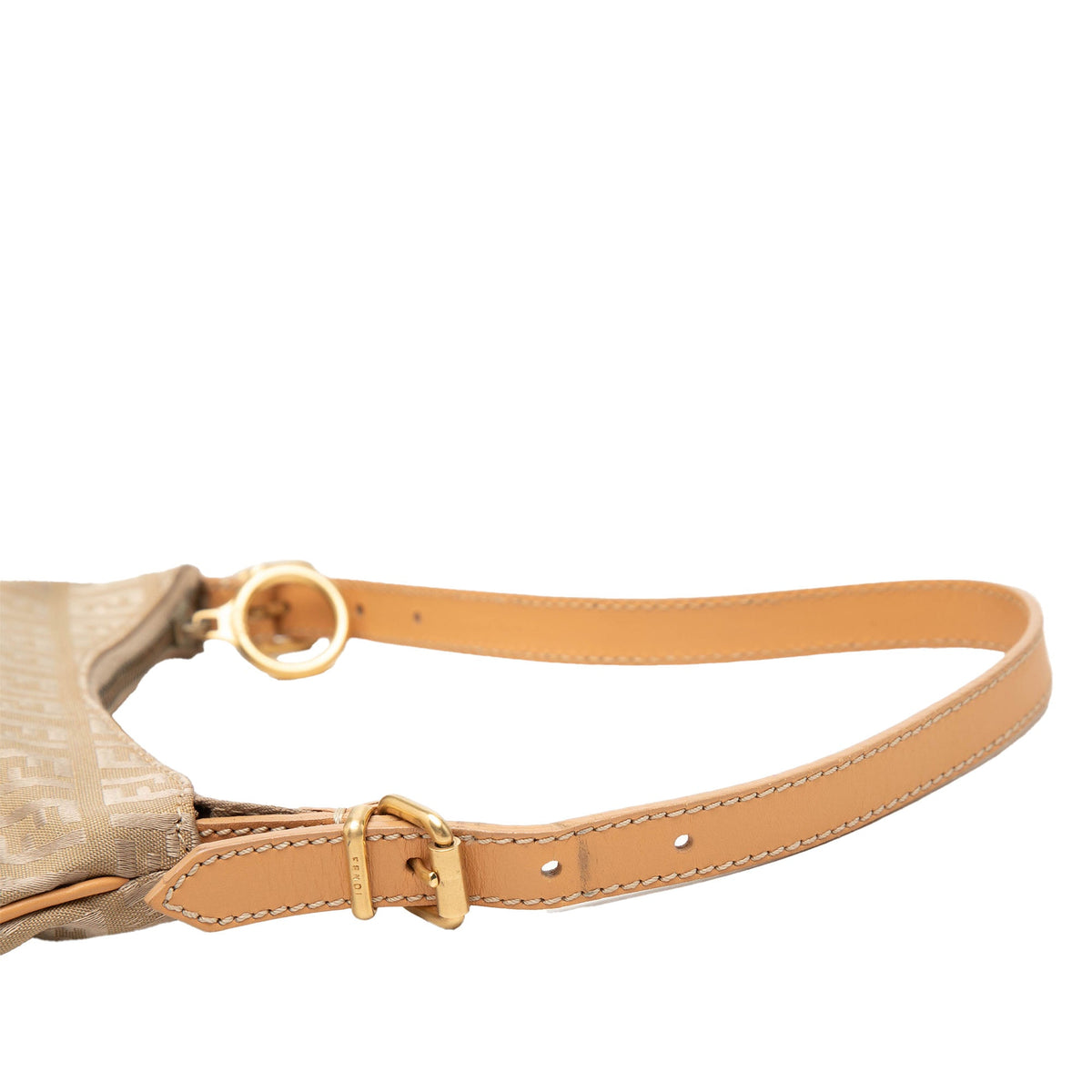 Fendi Zucchino Canvas Oyster Shoulder Bag — Beige