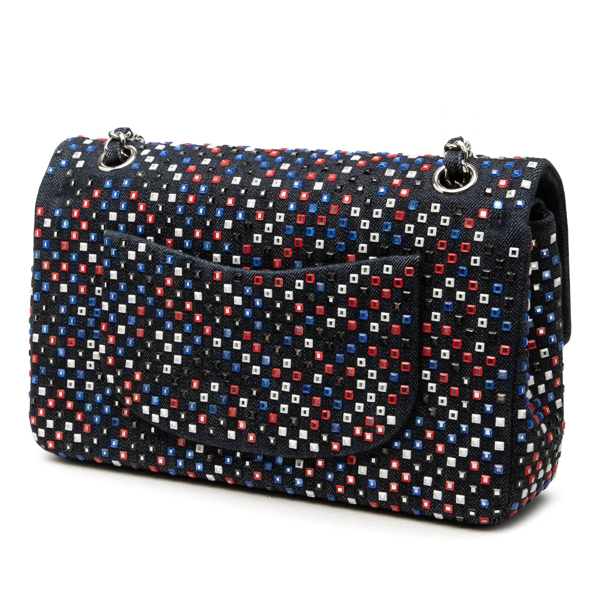 Chanel Medium Classic Strass Embellished Denim Double Flap