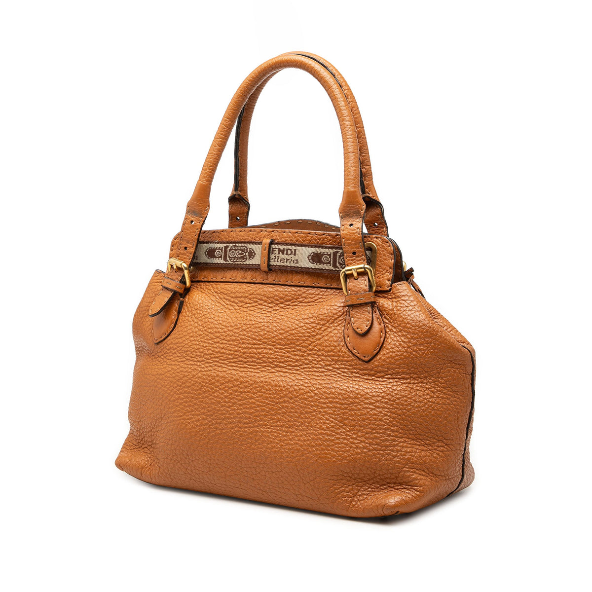 Fendi Large Leather Selleria Villa Borghese Tote — Brown
