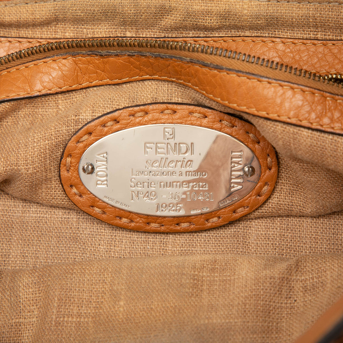 Fendi Large Leather Selleria Villa Borghese Tote — Brown